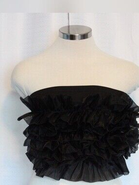 Aveloria Black Mesh Ruffle Tube Top Womens Small NWOT